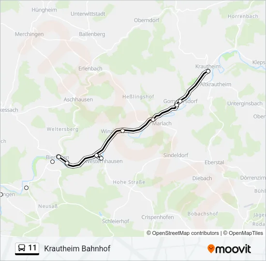 Автобус 11: карта маршрута