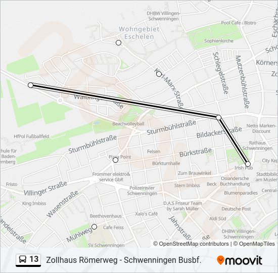 13 Bus Line Map