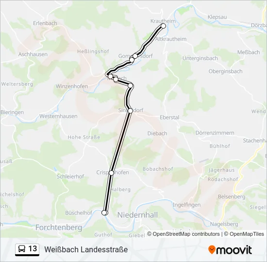 13 Bus Line Map