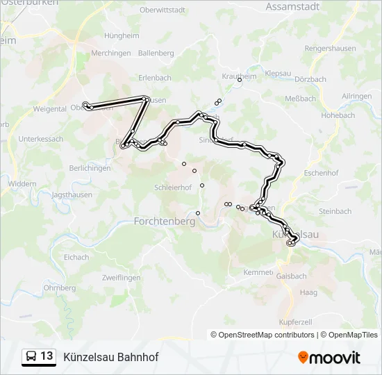 13 Bus Line Map
