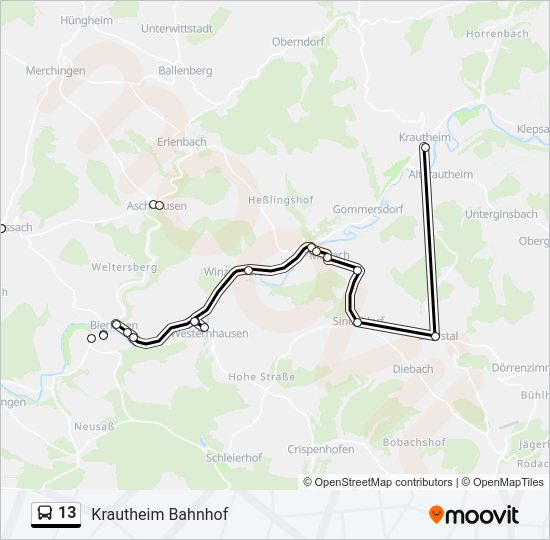 Автобус 13: карта маршрута