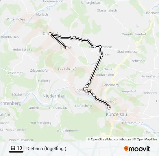 13 Bus Line Map