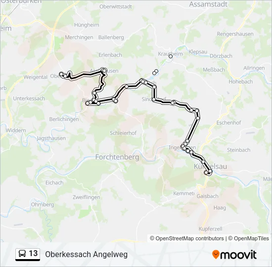13 Bus Line Map