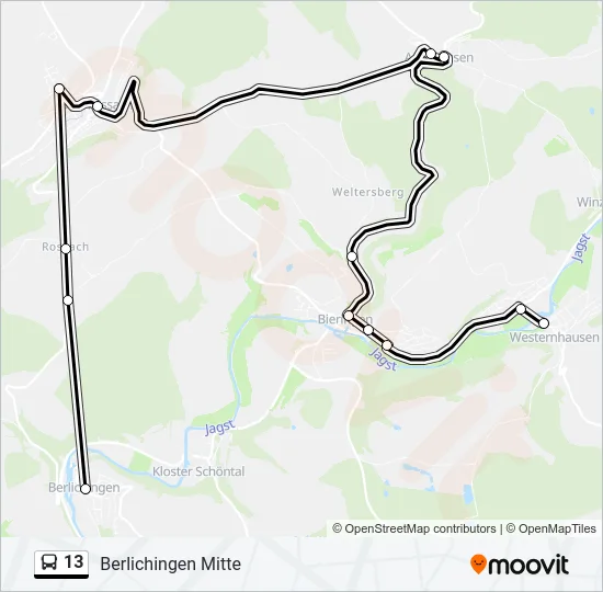 13 Bus Line Map