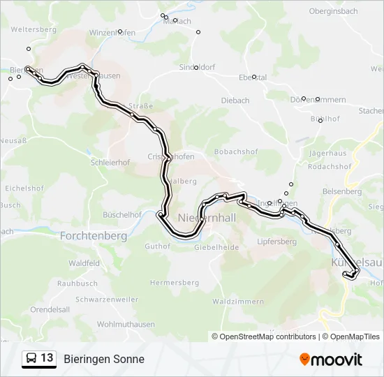 13 Bus Line Map