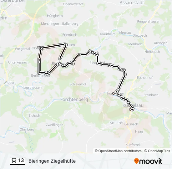 13 Bus Line Map