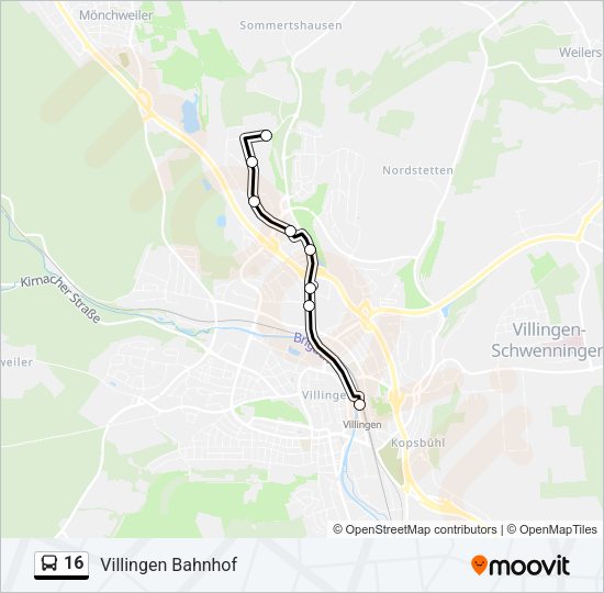 16 Bus Line Map