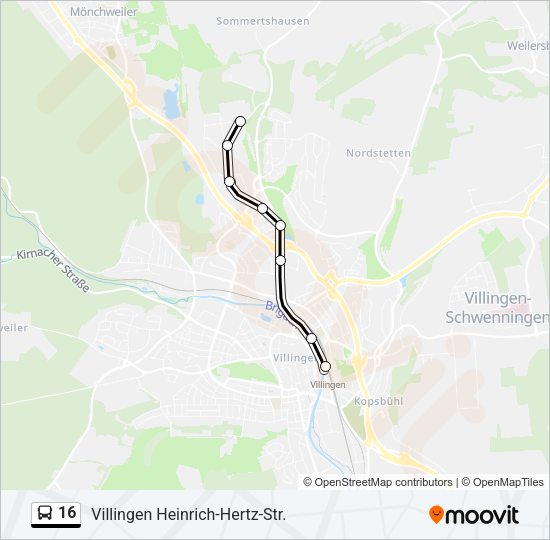 16 Bus Line Map