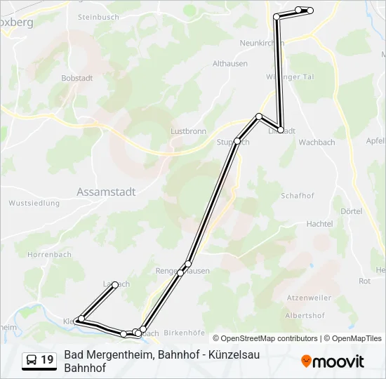 19 Bus Line Map