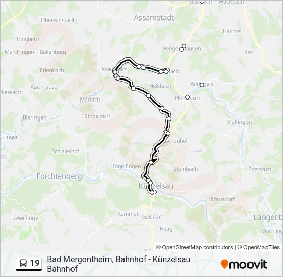 19 Bus Line Map