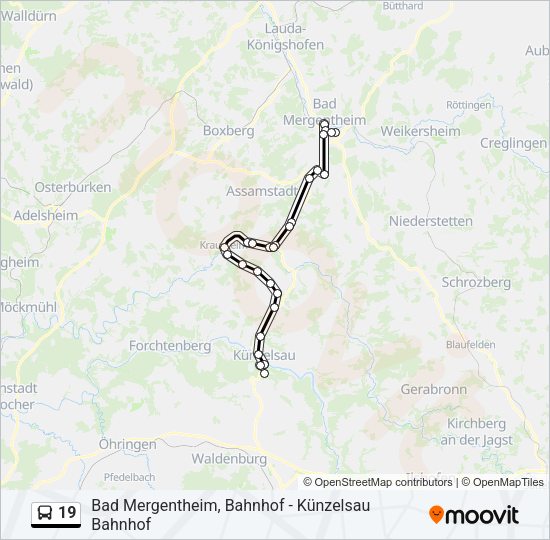 Автобус 19: карта маршрута