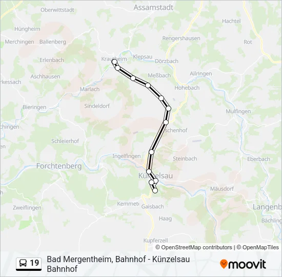 19 Bus Line Map