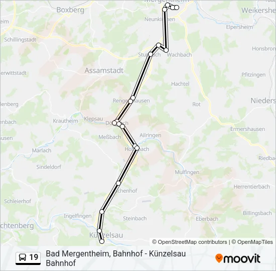 19 Bus Line Map