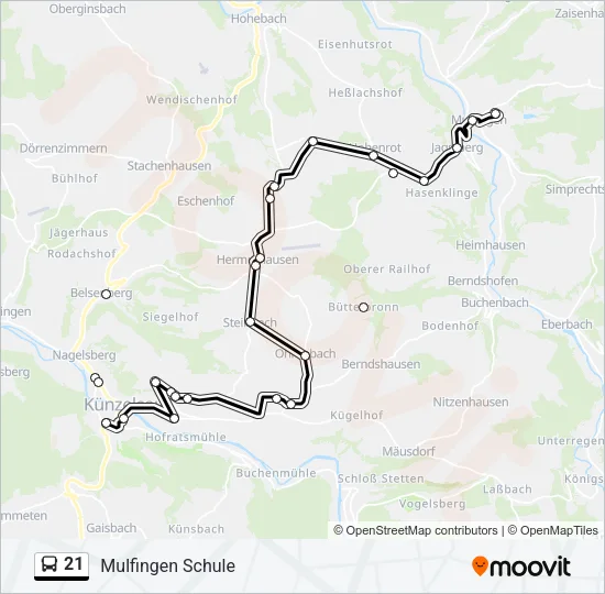 21 Bus Line Map