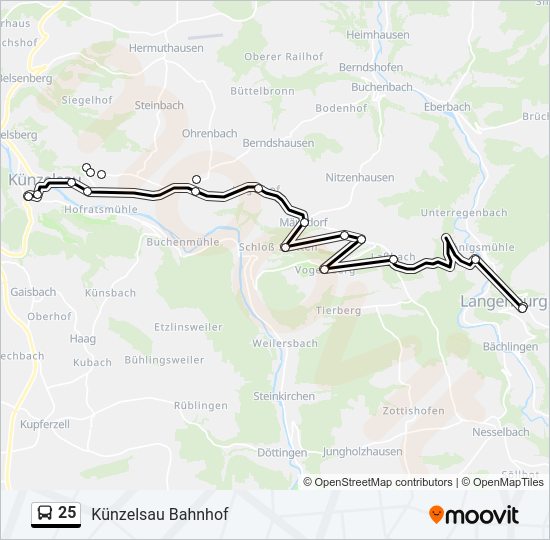 Автобус 25: карта маршрута