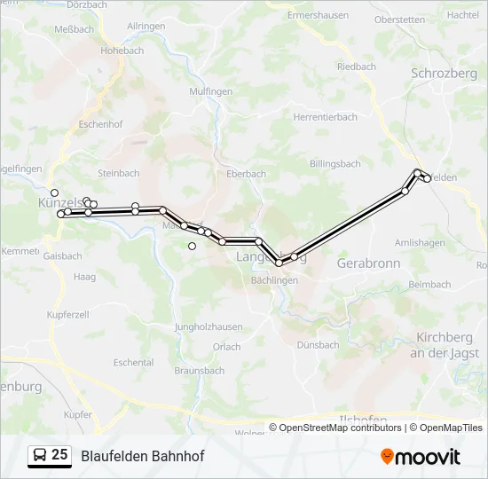 25 Bus Line Map