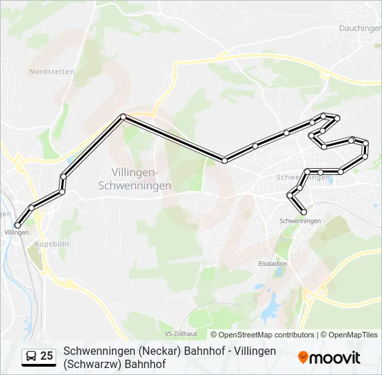 25 Bus Line Map