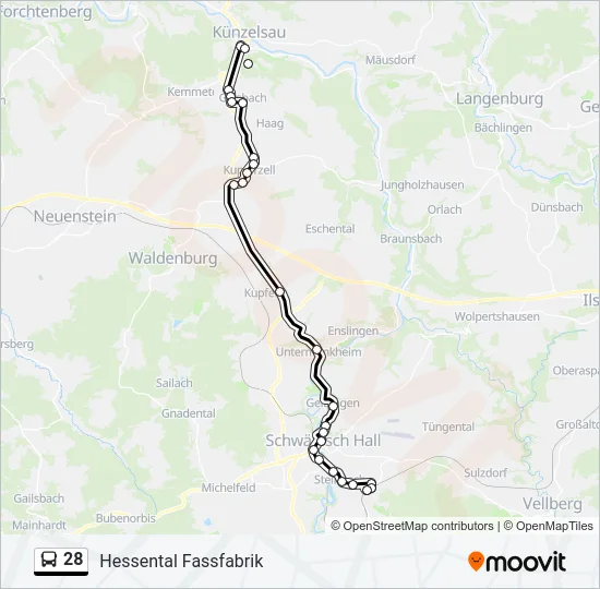 28 Bus Line Map