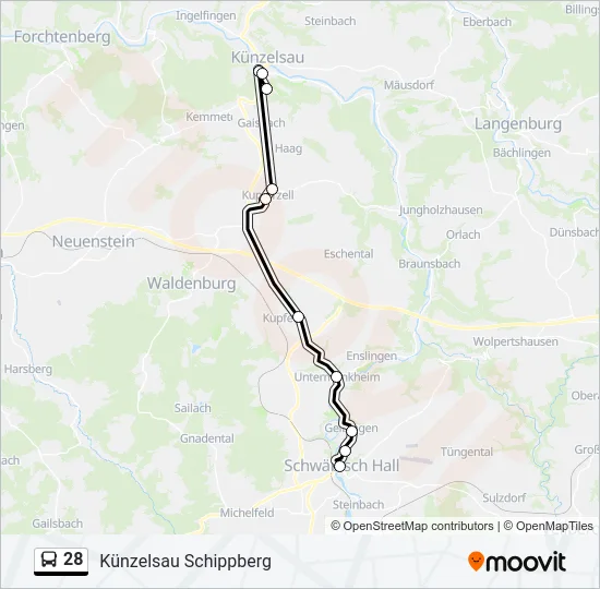 28 Bus Line Map