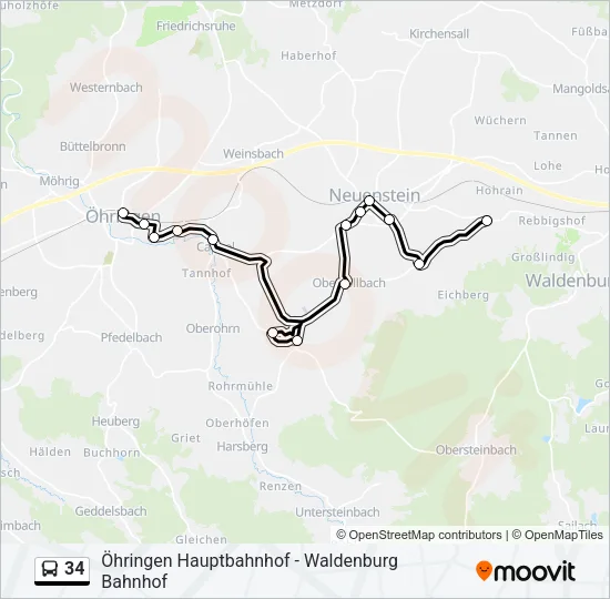 34 Bus Line Map