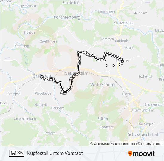 Автобус 35: карта маршрута