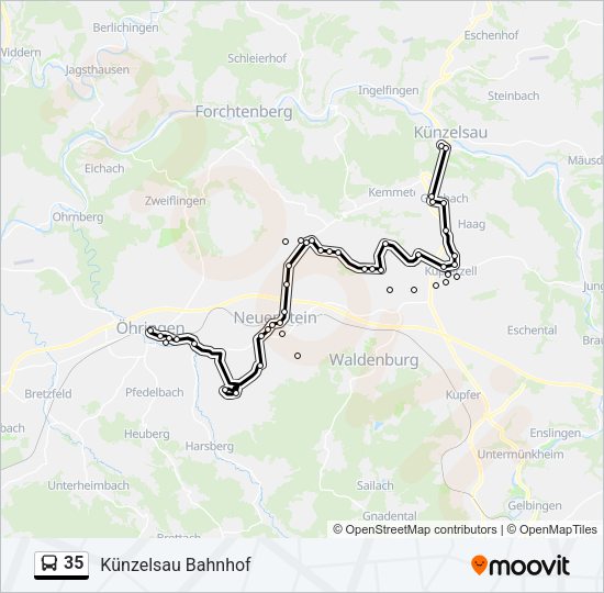 Автобус 35: карта маршрута