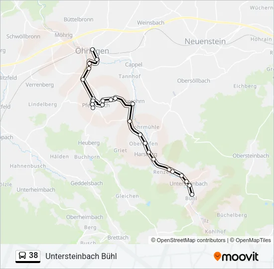 38 Bus Line Map