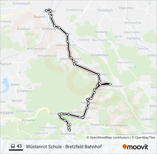 43 Bus Line Map
