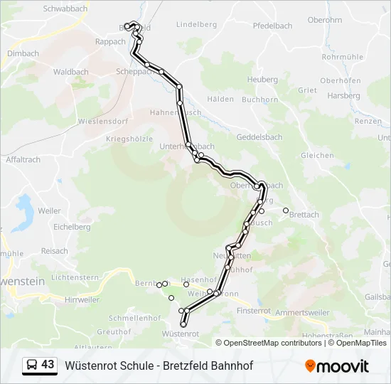 43 Bus Line Map