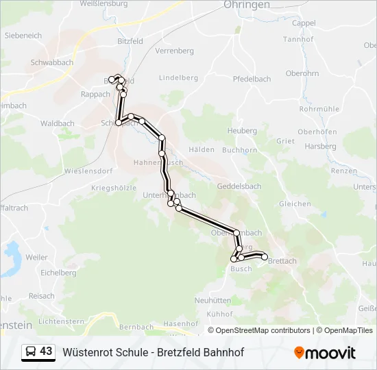 43 Bus Line Map