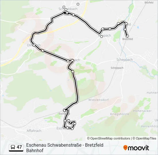 47 Bus Line Map