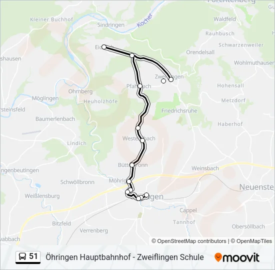 51 Bus Line Map