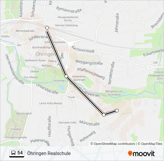 54 Bus Line Map