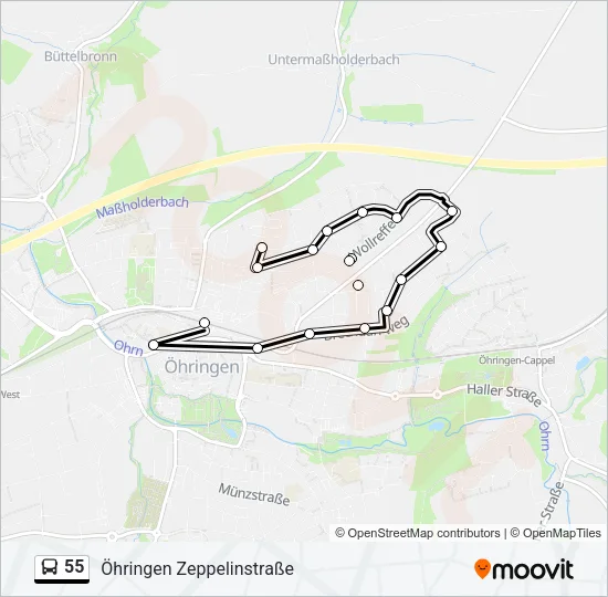 55 Bus Line Map