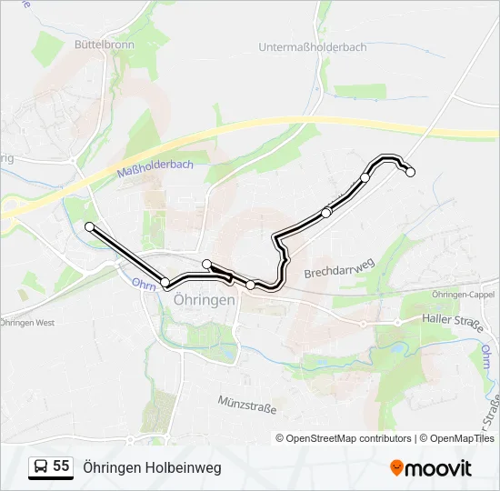 55 Bus Line Map