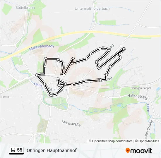 55 Bus Line Map