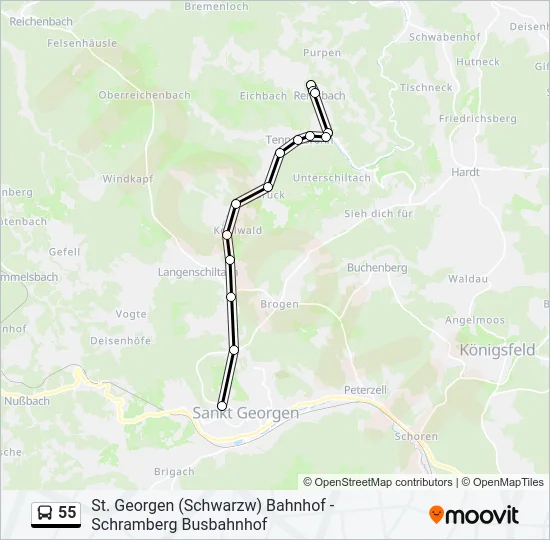 55 Bus Line Map