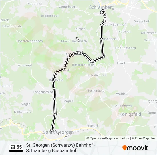 55 Bus Line Map