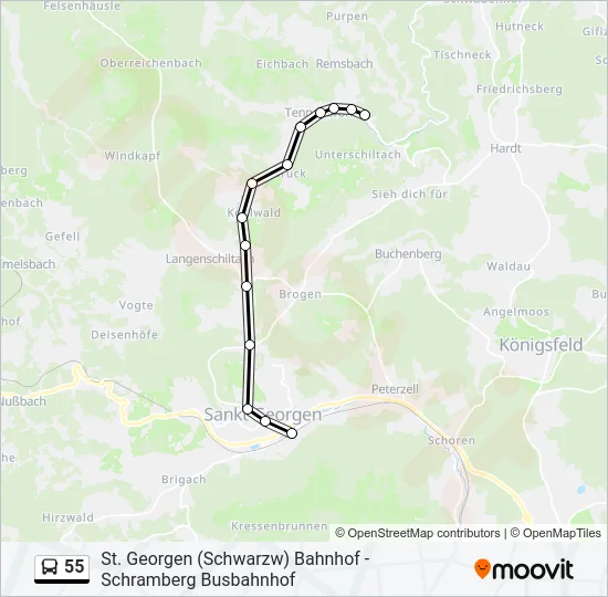 55 Bus Line Map
