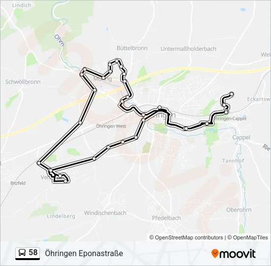 58 Bus Line Map