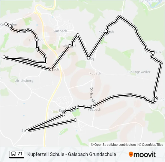 71 Bus Line Map