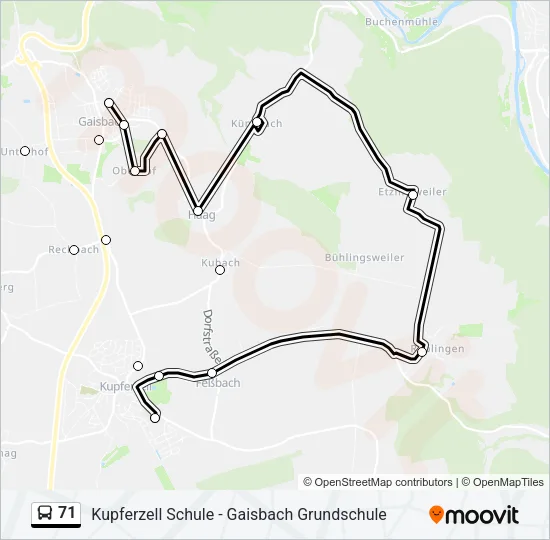 71 Bus Line Map