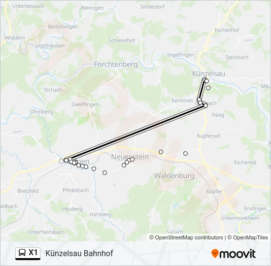 X1 Bus Line Map