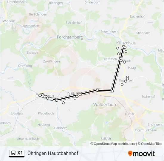 X1 Bus Line Map