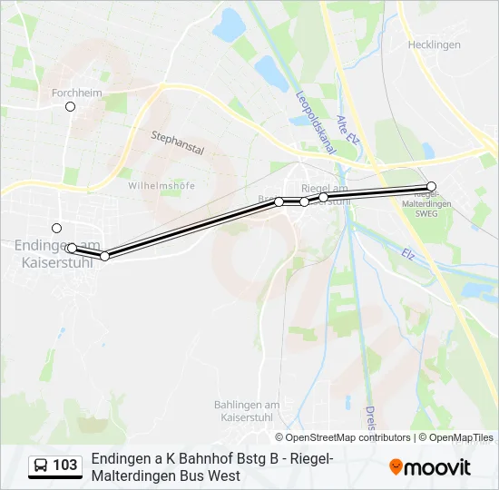 103 Bus Line Map