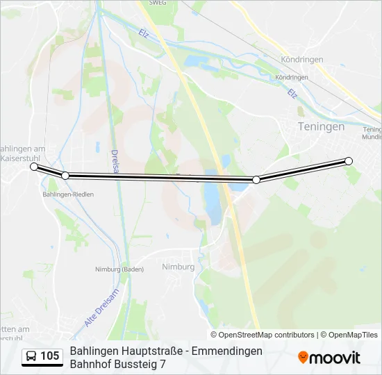 105 Bus Line Map