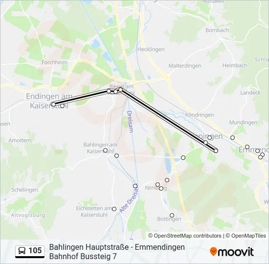 105 Bus Line Map