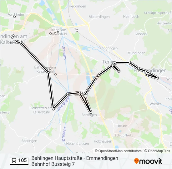 105 Bus Line Map