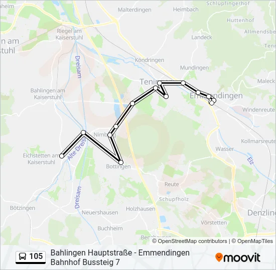 105 Bus Line Map