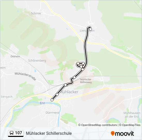 107 Bus Line Map